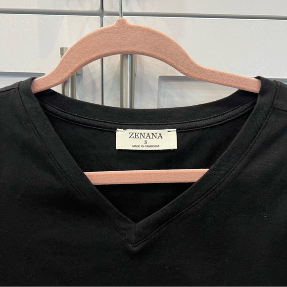 2 PC Zenana Long Sleeve Black V Neck Top & Leggings Set - Picture 4 of 12